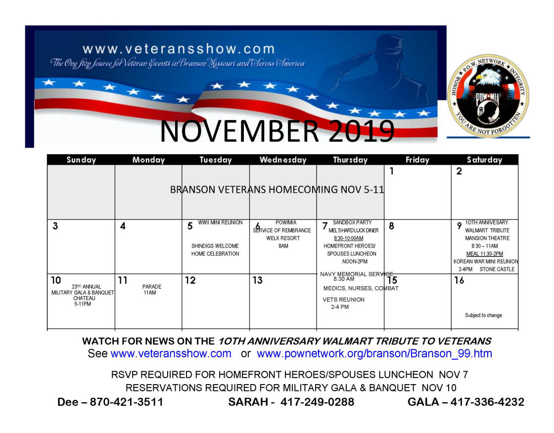 Network Branson Calendar Of Events